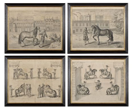 Engravings - NEWCASTLE, William Cavendish, 1st Duke of.- four engravings from the work “Methode et invention nouvelle de dres