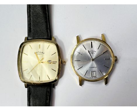 Two gents Rotary wrist watches both with gilt cases on on strap 