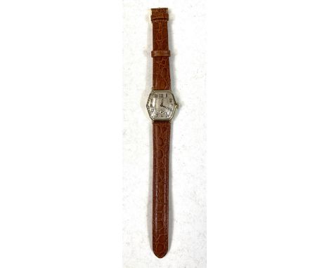 An early/mid 20th century hexagonal wristwatch, the back plate stamped "Bristol Gold filled 14k" the movement stamped "Zenith