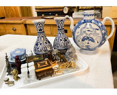 A modern blue and white Chinese teapot, Wedgwood etc 