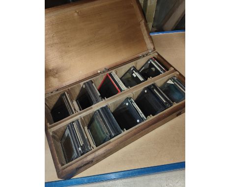 Magic lantern slides of social history in a box 