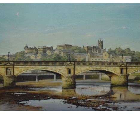 *Local Interest - After Walter Pye (20th Century, British), a coloured print, Lancaster Castle and Skerton Bridge, signed in 