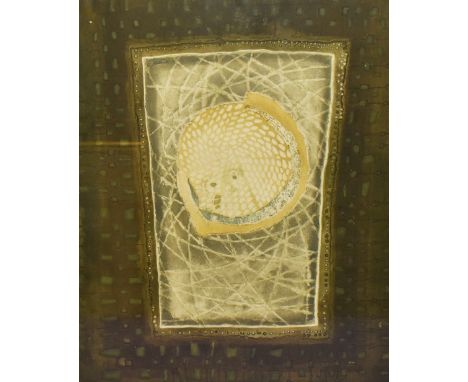 20th Century, French, a coloured print, 'Nuit', an abstract interpretation, signed indistinctly to the lower right, a limited