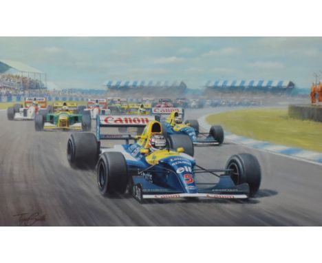 After Tony Smith (20th Century, British), a coloured print, 'British Greats - Nigel Mansell O.B.E. - World Champion 1992 Indy