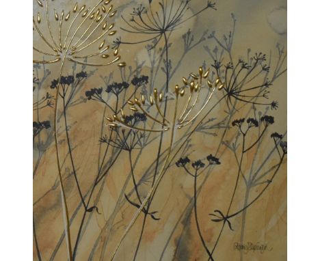 After Catherine Stephenson (Contemporary, British), mixed media, Two floral prints of 'Cow Parsley', signed in print to the l