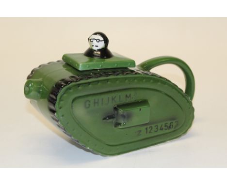 A rare 1970&rsquo;s Richard Parrington World War I tank teapot.
Based on the Mark 1 British tank, designed by Sir William Tri