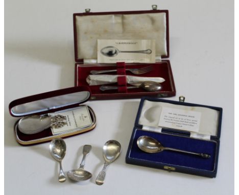 John Henry and Charles Lias, a William IV silver caddy spoon, London 1836, together with two other silver caddy spoons, a cas