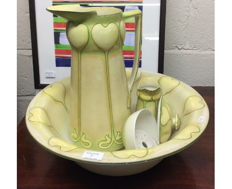 A stylish pottery jug and basin set. 
