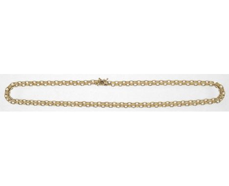 A 1970s 9ct gold necklaceDesigned as a fancy link chain with push piece clasp, import marks for London, 1976, length 44cm, we