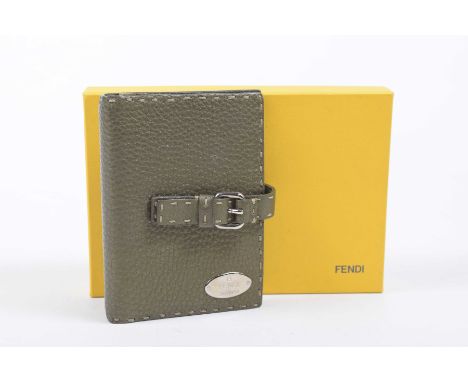 A Fendi FilofaxThe green leather filofax cover with buckle strap and silver-tone hardware, approx. dimensions 14.5x10.5cm, wi