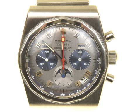 A gents stainless steel Zenith El Primero Espada wristwatch calibre 3019 PHF, circa 1970The circular silvered dial with baton