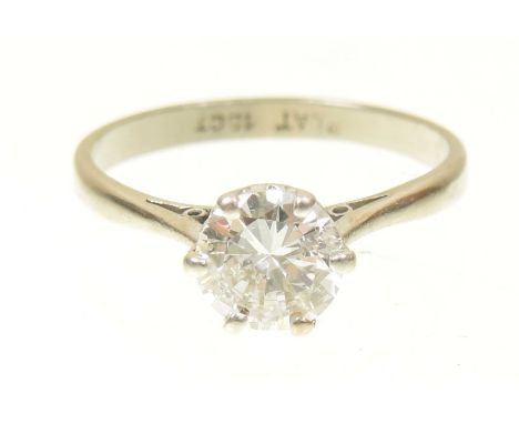 A diamond single stone ringThe brilliant cut diamond within a six claw setting, with tapered shoulders, estimated diamond wei