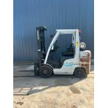 Nissan 8,000 LB. Cap. Forklift, Model MCUG1F2F36LV, 191" Lift Height, Cushion Tire, LP, 7,338 Hours