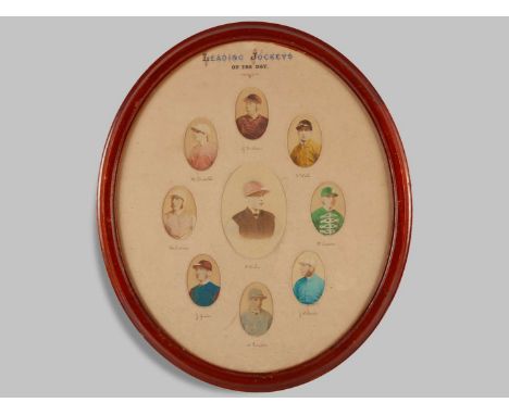 "Leading Jockeys of the Day", a collection of nine hand-coloured Victorian photographs featuring Fred Archer as the centrepie