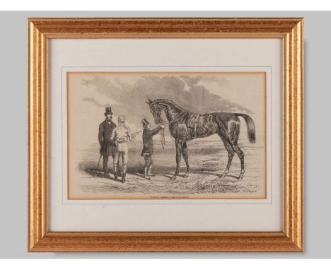 Three 19th century horse racing prints,the first a woven silk stevengraph titled “The Start”; the next a colour lithograph ti