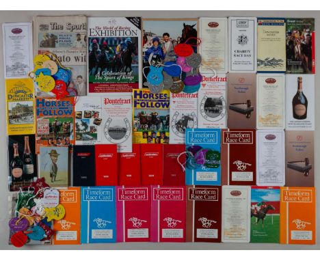 Horse racing memorabilia, comprising: racecards and Timeform racecards for Doncaster and Pontefract in the 1990s bearing auto