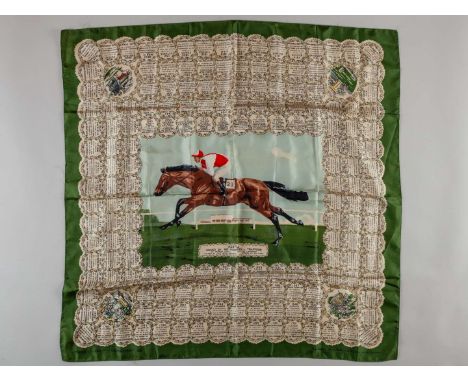 A silk Derby scarf commemorating the victory of Parthia in the 1959 Derby,by Welch Margetson & Co. Ltd., London, with a centr