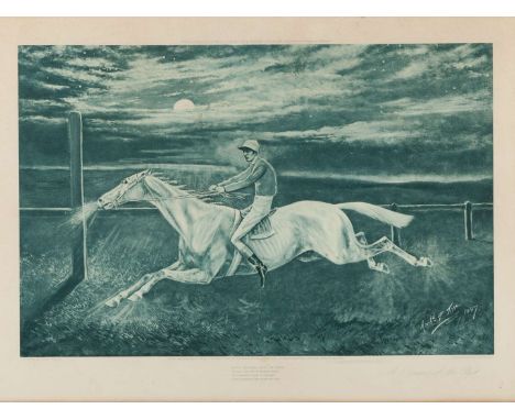 A Victorian print after Archibald P. Tilt portraying the ghost of the jockey Fred Archer riding across Newmarket Heath at nig