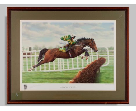 To be sold on behalf of the Injured Jockeys Fund: an autographed Stephen Smith limited edition print of the triple Champion h
