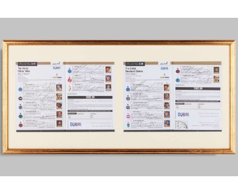 A pair of racecards for the 2016 Fillies' Mile and Dewhurst Stakes fully-signed by the competing jockeysthe 2-y-o G1 races wo