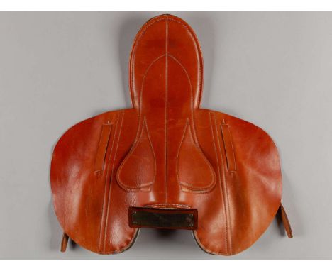 Pat Eddery saddle used during the jockey's 1988 Championship Winning Season,14oz. tan leather jockey's saddle, applied with l