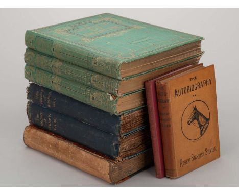 Horse racing books,comprising: A History of the English Turf by Theodore A. Cook in 3 volumes, with a library label for Hugh 