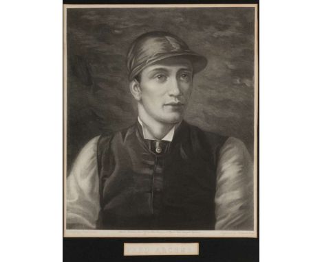 Mezzotint portrait print of the jockey Fred Archer after Rosa Corder,engraved by Richard Josey, published by Arthur Ackermann