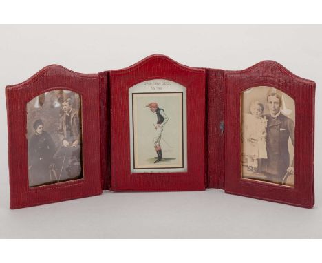 Two original family studio photographs of the jockey Fred Archer in a folding leather case,both approx. 9 by 5cm., the first 