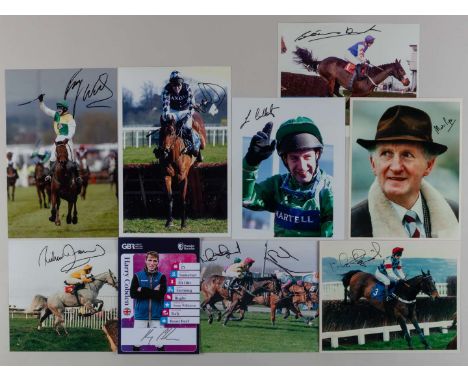 Eight signed photographs of leading National Hunt racing personalities,colour press photos mostly 10 by 8in., comprising: A P