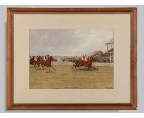 Watercolour painting of the 1910 2,000 Guineas at Newmarket by Isaac Cullin (British, 1859-1942),signed & dated 1910, titled 