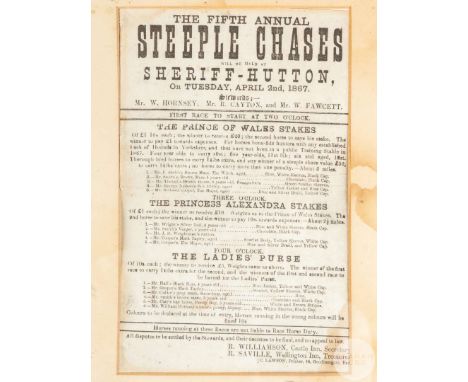 Printed racecard for the fifth annual Sheriff Hutton Steeple Chases 2nd April 1867, comprising the 20 Prince of Wales Stakes 