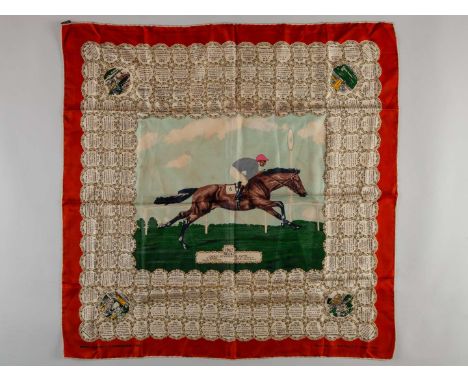 A silk Derby scarf commemorating the victory of Relko in the 1963 Derby,by Welch Margetson & Co. Ltd., London, with a central