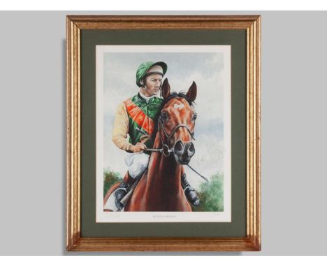 To be sold on behalf of the Injured Jockeys Fund: Lester Piggott signed limited edition print of Nijinksy with the jockey up 