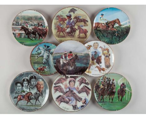 A collection of nine horse racing china commemorative plates,by Royal Doulton, British Sporting/Racing Heritage & Royal Worce
