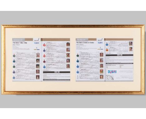 A pair of racecards for the 2015 Fillies' Mile and Dewhurst Stakes fully-signed by the competing jockeysthe 2-y-o G1 races wo