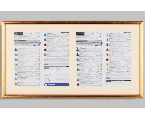 A pair of racecards for the 2016 2,000 Guineas and 1,000 Guinea's fully-signed by the competing jockeys,the Classics won by t