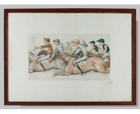 A rare signed horseracing caricature by The Tout [Peter Ronald Buchanan],signed in pencil to the margin lower right, the cari