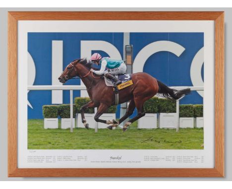 Sir Henry Cecil-signed limited edition photographic print of Frankel,15 by 22in. colour photograph signed by the legendary tr