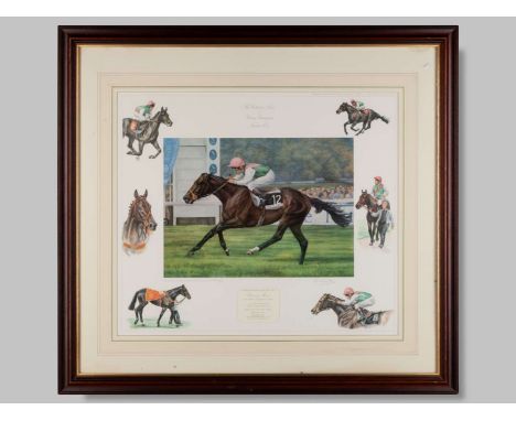 To be sold on behalf of the Injured Jockeys Fund: A Sue Wingate limited edition print of Dancing Brave winning the 1986 Prix 