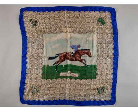 A silk Derby scarf commemorating the victory of Psidium in the 1961 Derby, by Welch Margetson & Co. Ltd., London, with a cent