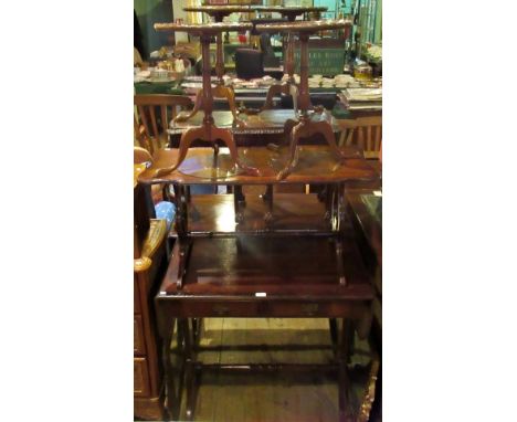 A collection of miscellaneous furniture, to include: reproduction sofa table, occasional table, two tripod occasional tables 