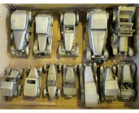 A collection of twelve metal model vintage cars, Daimler Double-Six, Bentley Barnato and other related vehicles.