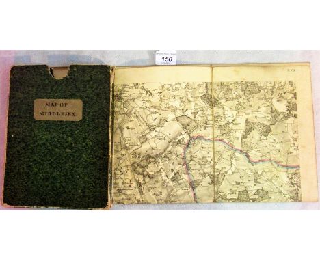 A 19th century (1822) Ordnance Survey map of Middlesex on cloth.