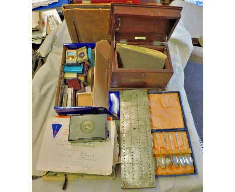 Commandos-A small collection of Personal effects including sports medals, (5) hall marked silver, a wooden BBC-'Geophones' Ca