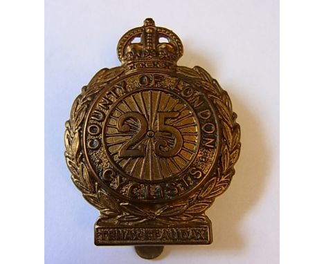 25th County of London (Cyclist) Battalion), The London Regiment cap badge (Brass, slider) KC, K&K: 1860