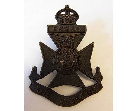 12th London Regiment (The Rangers) WWI cap badge, KC (Blackened Brass, lugs) K&K: 1835, a scarce cap badge.