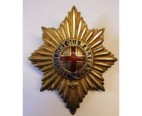 Coldstream Guards Puggaree Badge, officers pattern in silver with enamel. A beautiful badge. (Silver, lugs) K&K: 902