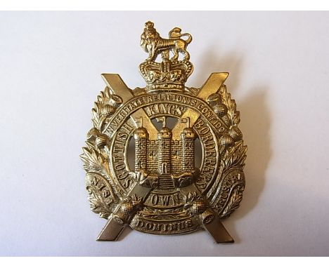 Kings Own Scottish Borderers Cap badge Victorian OR's 1889  - 1902 issue, QVC (White Metal, lugs) K&K: 627