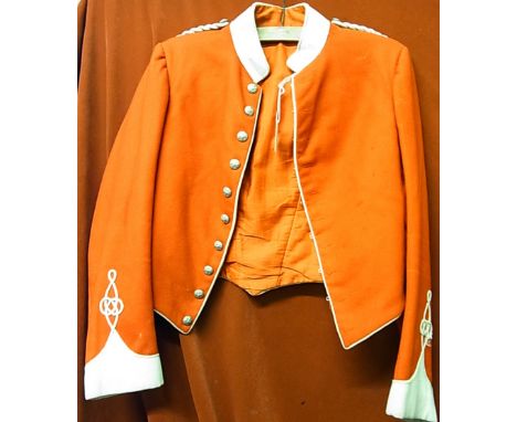 Yeomanry c.1900's Other ranks stable jacket Red with white collar and decorative cuffs. 10 silver buttons with lion and unico