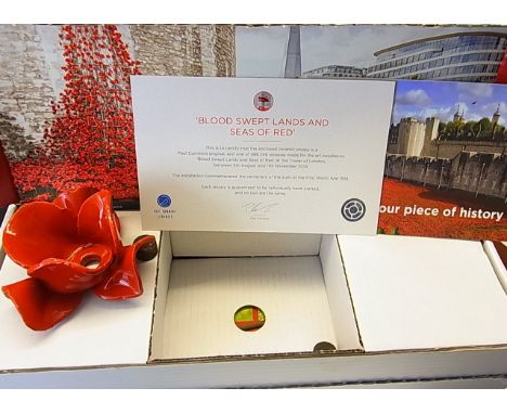 RBL Centenary Ceramic Poppies from the Tower of London display, as made by Paul Cummins, comes unframed. These were part of t
